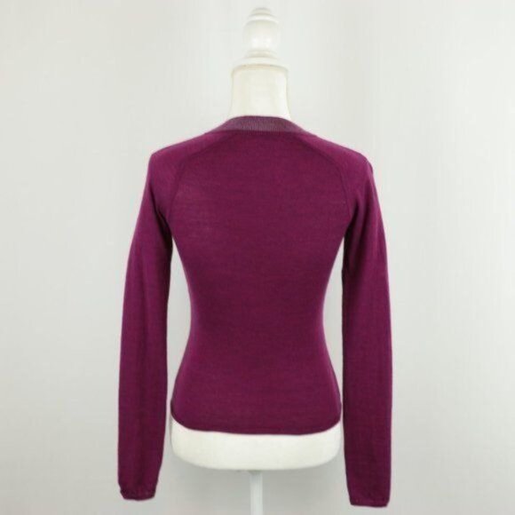 Rag & Bone Women's Extra Small Purple Gray Merino Wool V-Neck Tight Knit Sweater - Picture 3 of 8